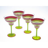 Hot Tamale Hand Painted Margarita Glass (Set of 4)