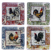Lille Rooster by Geoffrey Allen Dinner Plate (Set of 4)