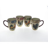 Lille Rooster by Geoffrey Allen 20 oz. Mug (Set of 4)
