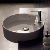 Geo Semi Recessed Single Hole Bathroom Sink in White