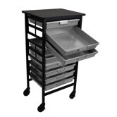 Mobile Work Center with Single Extra Wide Storage Trays