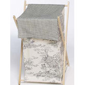 Black French Toile Laundry Hamper