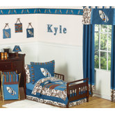 Surf Blue and Brown Toddler Bedding Collection
