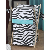 Turquoise Funky Zebra Laundry Hamper