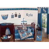 Surf Blue and Brown Crib Bedding Collection