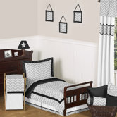 Black and Gray Zig Zag Toddler Bedding Collection