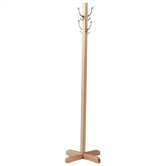 Free-Standing 4-Hook Wood Coat Rack