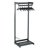 Single-Side Garment Rack with Two Shelves in Black