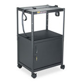 Five-In-One Adjustable-Height AV Cart with Cabinet in Gray
