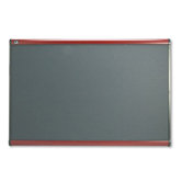 Prestige Bulletin Board in Gray with Mahogany Frame