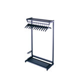 36" Wide Single-Sided Rack with Two Shelves, 16 Hangers, Steel, Black