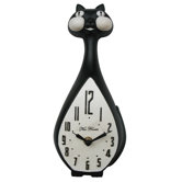 Black Cat Wall Clock in Black and White