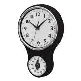 Retro Kitchen Wall Clock with Timer in Black