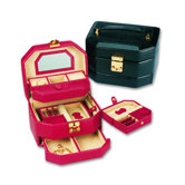 Lizard Grain Ladies Calf Jewelry Box in Black