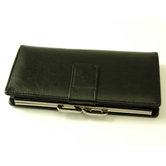 Distressed Leather Framed Clutch Wallet