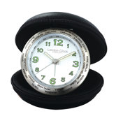 Folding Leather Travel Round Alarm Clock