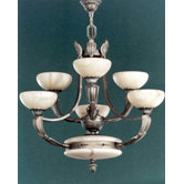 Osma Six Light Chandelier in Satin Leather