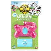 Marble Bone Poop Pickup Bag Dispenser in Pink (30 Bags)