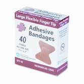 Flexible Large Fingertip Adhesive Bandages, 1-3/4 x 3, 40 per Box