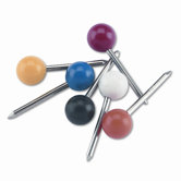 Plastic Round Head Map Tacks, Steel 3/8" Point, Assorted Colors, 100 per Box