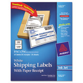 Shipping Labels with Paper Receipt, 5 1/2 x 8 1/2, White, 25/Pack