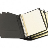 Gold Reinforced Leather Tab Dividers, 25-Tab, A-Z, Letter, Black, 25 per Set