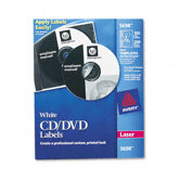 CD/DVD Labels for Laser Printers, White Matte, 100/pack