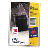 Top-Load Clear Vinyl Envelopes with Thumb Notch, 10/Pack