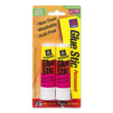 Glue Stic, Permanent, Washable, .26 oz., 2/PK, White