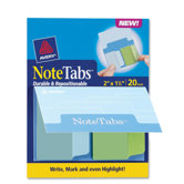Notetab Book,Rnd Edge,2"x1-1/2",20/PK,Cool BE/Green Tabs