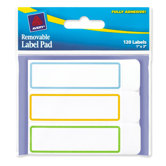 Removable Label Pads, 1 x 3, Outlines - Blue/Orange/Green, 120/Pack