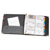 Business Card Ring Binder, 200 Card Capacity, 11-5/8"x10-1/2", Black