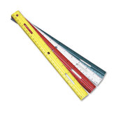 Ring Binder Hole Plastic Ruler, 12", Assorted Green/Red/White/Yellow