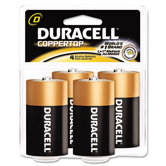 Coppertop Alkaline Batteries, D, 4/pack