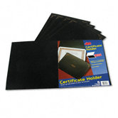 Certificate Holder, 80lb Linen Stock, 12 1/2 x 9 3/4, Black, Five per Pack