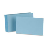 Unruled Index Cards, 5 x 8, Blue, 100 per Pack