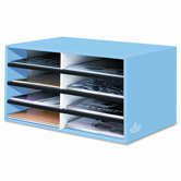 Decorative Eight Compartment Literature Sorter, Letter Size, Cornflower Blue