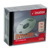 DVD+RW Discs with Jewel Cases, 5/Pack