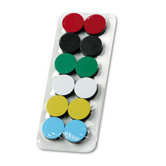 High Energy Extra-Strong Magnets, 3/4" Diameter, Assorted Colors, 12 per Pack