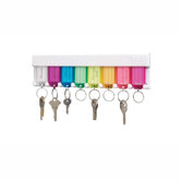 Key Rack, Tag 2-1/4"x1/4"x1-3/16", 10-1/2"x1/2"x2-3/4", White