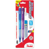 Mechanical Pencil,Refillable Lead/Eraser,.7mm,2/PK,Assorted