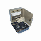 Personal 2-in-1 Key Cabinet/Drawer Safe, Steel, 6-3/4" Wide, Beige
