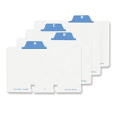 A-Z File Guides, For V-File Jr., 2-1/4"x4", White/Blue Tab