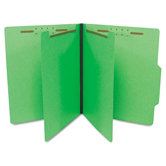 Economy Classification Folders, Letter, Six-Section, Green, 25/Box