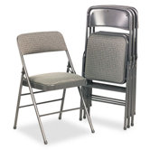 Bridgeport Deluxe Fabric Padded Seat & Back Folding Chairs, 4/Carton