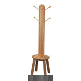 Natural Finish Clothes Tree with Stool