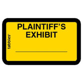 Legal Exhibit Labels, "Plaintiff's", 1-5/8"x1",252/PK,Yellow