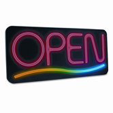 LED Business Sign, "Open" in Three-Color Wave, 29-1/2w x 1-3/4d x 14-1/2h