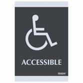 ADA Signs,"Accessible", Adhesive, 6"x9", Silver/Black