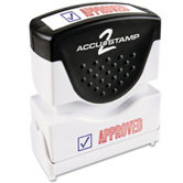 Accustamp2 Shutter Stamp with Microban, Red/Blue, APPROVED, 1 5/8 x 1/2